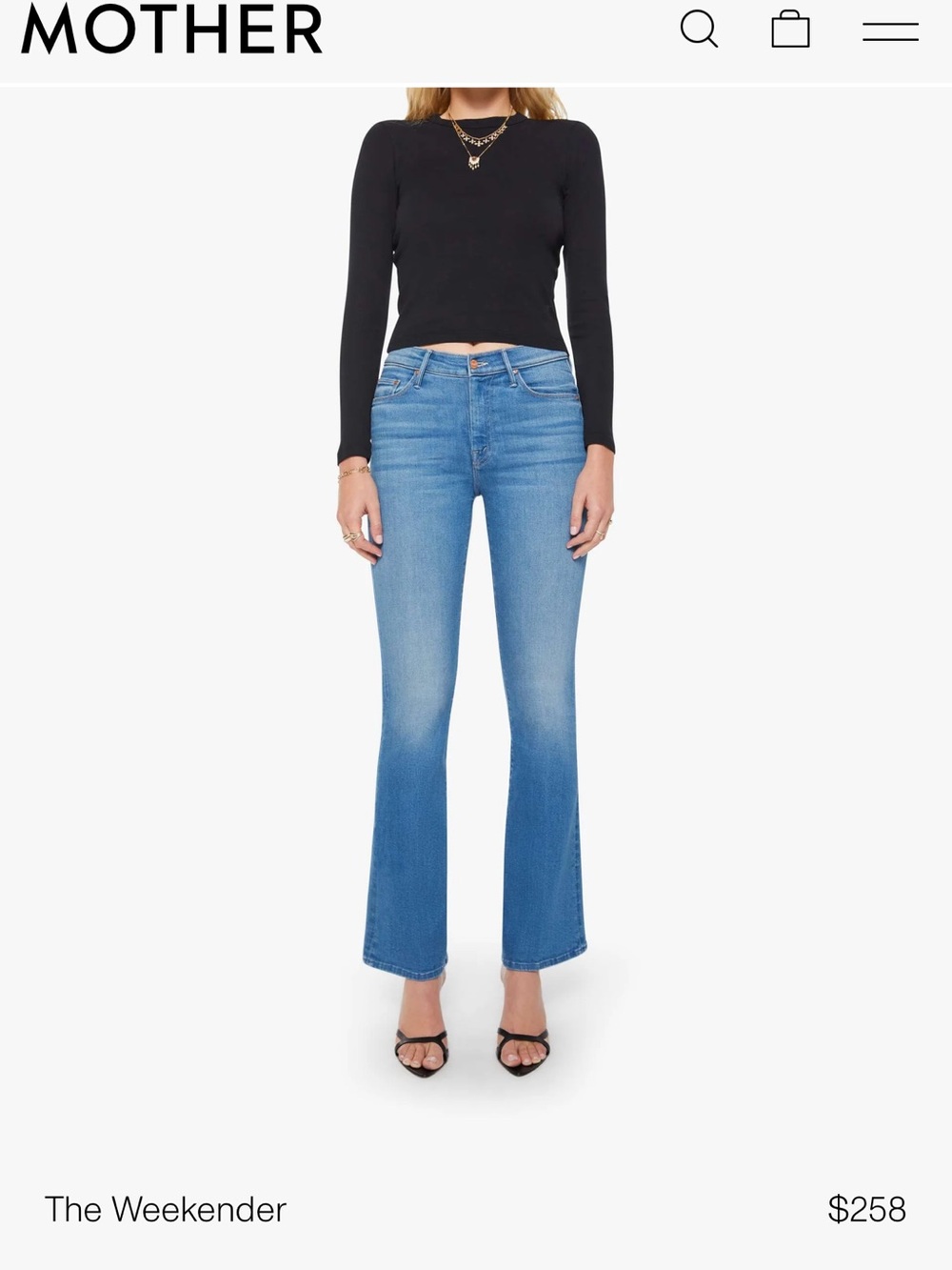 MOTHER The Weekender Mid Blue Flare Jeans